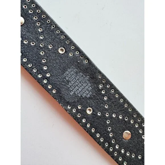 GAP Black Leather Jewel Embossed Studded Card Suit Hip Belt, Size 32/M - Picture 15 of 16